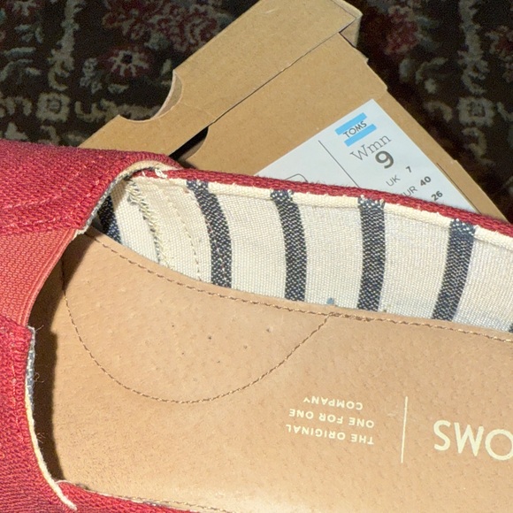 TOMS Burgundy Canvas Slip-Ons - Picture 9 of 9